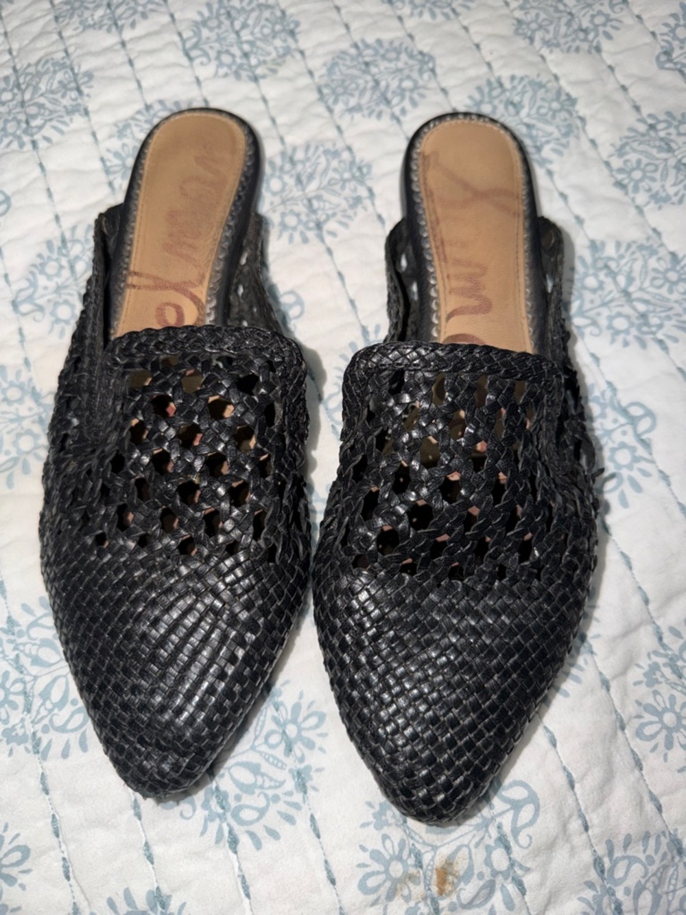 Sam Edelman Nola Black Woven Mules/Flats size 7 great condition